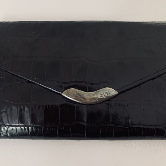 Vintage Ralph Lauren Wallet Alligator Embossed Leather Black Rare Production 80s - Picture 4 of 13